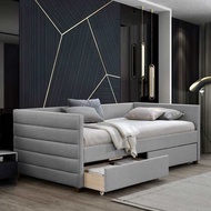 LUXE: Rae Single Trundle Bed Frame/ Katil with 2 drawers / 2 Laci / Drawer Bed/ Storage Bed/ Trundle