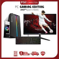 AMD Ryzen 5 4600G Fullset Gaming PC - 16Gb RAM SSD 128Gb - Samsung Monitor 24"