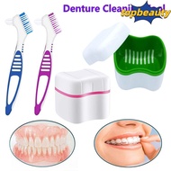 TOPBEAUTY Dentures Container with Basket Travel Double-layer Storage Box Cleaner Brush