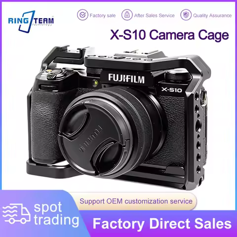 X-S10 Aluminum Alloy Camera Cage for Fujifilm X-S10 with 1/4' & ARRI Mounts Video Stabilizer Compati