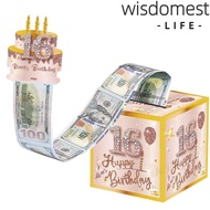 WISDOMEST Birthday Pull-Out Money Gift Box, 16th/18th with Card Money Roll Gift Box,  Party Interact