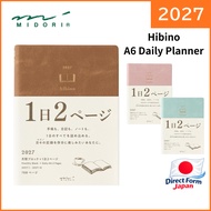 Midori Hibino A6 Daily Planner 2027 - Various Colors - Starting January 2027