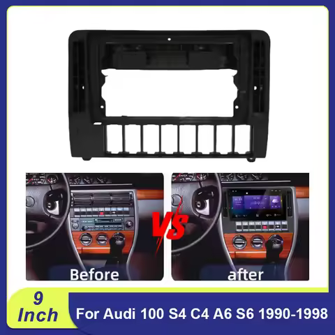 For Audi 100 S4 C4 A6 S6 1990-1998 9 Inch Car Radio Frame Fascia Panel Install Kit Canbus Adapter