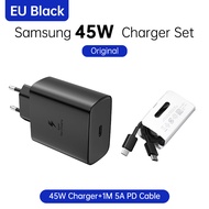 SAMSUNG Charger PD 45W Super Fast Charging Original EU Wall Charger 5A Type C Cable Galaxy S25 S24 S