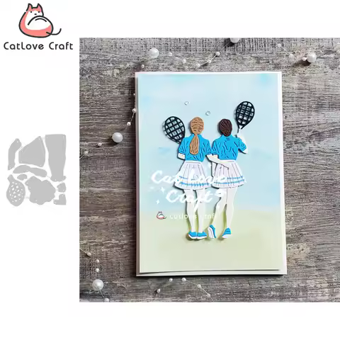 Catlove Tennis Girl Sport Metal Cutting Dies Scrapbooking Mold Stencil Die Cuts Card Making DIY Craf