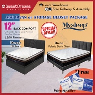 A66 Bed Frame | Frame + 12" Mattress Bundle Package | Single/Super Single/Queen/King Storage Bed | Divan Bed