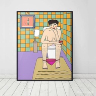 Girl nipple boho toilet illustration abstract poster minimalist wall art canvas print decorative painting decors &amp; 3D models Template PSD