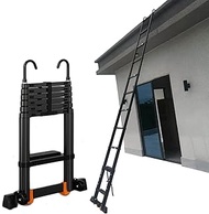 Telescopic Ladder 6m/5m/4m/3m/2m for Roof Tent/Attic, Aluminum Black Extension Telescopic Ladder wit