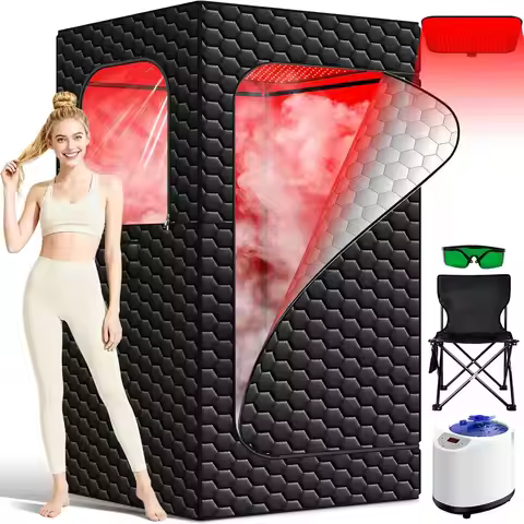 Infrared Sauna Box, 160 LEDs Red Light Sauna Steam Room, Portable Steam Sauna Tent & Dry with 3L/120