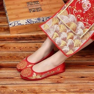 Chinese wedding Shoes sedan wedding Shoes sedan Cloth Shoes red dragon and phoenix Clothing Embroide