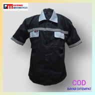 Baju Safety Proyek Lengan Pendek/Wearpack Safety Lengan Pendek Abu Hitam