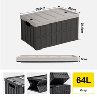 Citylife 64L Collapsible Storage Box Crate with Lid Folding Storage Box with Cover Panel for Home Ou