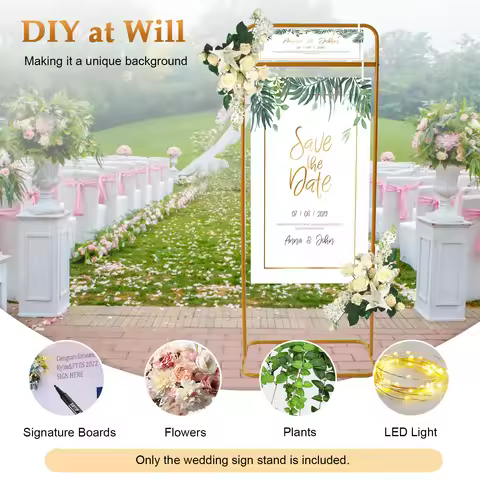 Wedding Sign Stand, Gold Welcome Sign, Aisle Decoration, Plant Stand DIY Fun for Wedding Engagement 