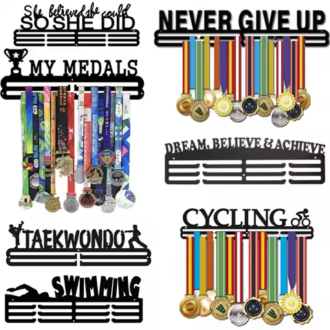 Race Medal Bib Display Medal Hanger Wall Mounted Hanging Medal Rack Holder for Runners GYMNASTICS, F