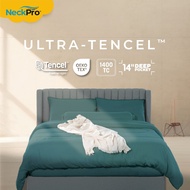 NeckPro Ultra Tencel Fitted Bedsheet Set | 1400 Thread Count OEKO-TEX | Fits Up To 14 Inches (35cm) 