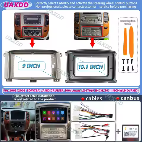 For 2003-2008 TOYOTA LAND CRUISER 100 Lexus LX470 9 10.1INCH 2 Din Car CD Android frame panel Center