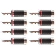 8Pcs Banana Plugs Hi-End HIFI DIY Carbon Fiber Copper Plated Rhodium Electrical Audio Jack Banana Co