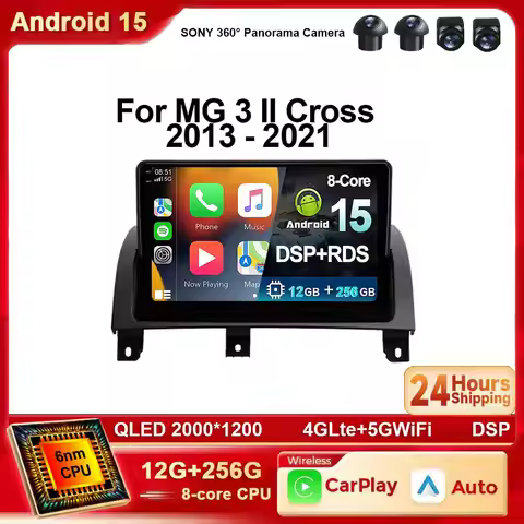 Android 15 For MG 3 II Cross 2013 - 2021 2K CarPlay Car Multimedia Radio GPS Stereo Screen Video 4G 