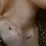 【一月・陸蓮】籠中蝶 | 梅花碧璽雙圈項鍊 長度可調