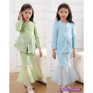 Kebaya Satin Muslimah Kebaya Moden Budak Perempuan 2 -12 Tahun Baju Kurung Raya Murah Kids Ready Sto