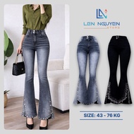 L10_Women's jeans, flared, high waisted, women's slim jeans, big size, for 42kg to 75kg, LEN NGUYEN 