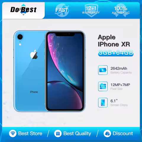 Original Apple iPhone XR 4G LTE Mobile Phone Unlocked 6.1" Display 3GB RAM 64GB/128GB/256GB ROM 12MP