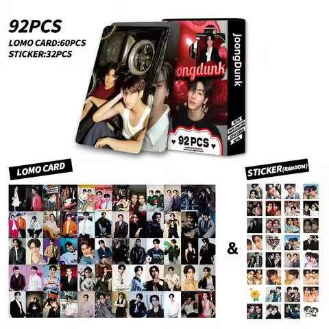 92PCS JoongDunk Laser Lomo Cards Set Thai BL Stars Photocards with Mini Stickers HD Collection for F