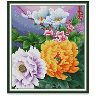 Cross Stitch Kit Peony Flower Chinese Style Design 14CT/11CT Counted/Stamped Unprinted/Printed Fabric Cloth, Cross Stitch Complete Set with Pattern
