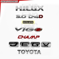 โลโก้ TOYOTA HILUX VIGO ติดท้าย กระบะ J E G V  CHAMP ตัวหนังสือติดฝาท้าย