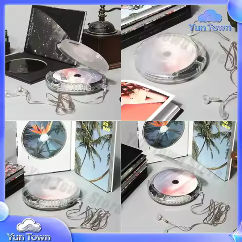 Fully Transparent CD Player Walkman for Portable Use with Earphones and USB Cable
