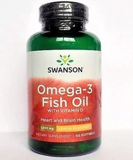 SWANSON OMEGA-3 FISH OIL WITH VITAMIN D 60 SOFTGELS