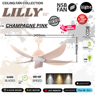 NSB FAN LILLY 52 Inches DC Motor 5 ABS Blades 6 Speeds R/F Last Memory Remote Control Flower Petal S