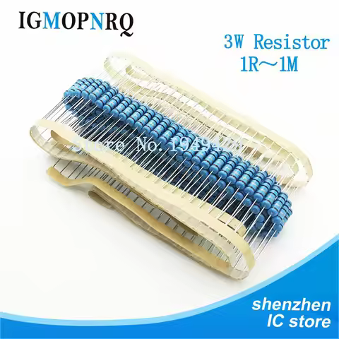 100pcs 3W Metal film resistor 1% 1R ~ 1M 1R 4.7R 10R 22R 33R 47R 1K 4.7K 10K 100K 1 4.7 10 22 33 47 