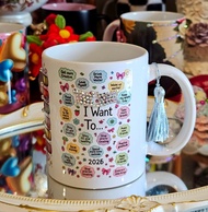 Inspirational Quotes/Goals Design sublimation ceramic coffee mug with crystals for gift/birthday/ann