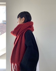 Multi-Colored Mohair Plush Scarf Day Over Warm Shawl Klein Blue Solid Color Coarse Fringe Scarf