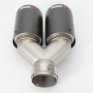 1Piece Akrapovic Car Carbon Fiber Muffler Tip Y Shape Double Exit Exhaust Pipe Mufflers Nozzle Decoration Universal