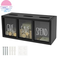 Give Save Spend Money Box Save Spend Bank Money Saving Box Countertop Wall Mount Kid Piggy Bank for 