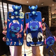 For Samsung Galaxy A13 A21 A22 4G A22 5G A23 4G A13 5G A04S A14 4G A14 5G  4G A23 5G A31 A32 4G A32 5G A33 5G Cartoon Stitch  Phone Case (Including Stand Doll &amp; Lanyard)
