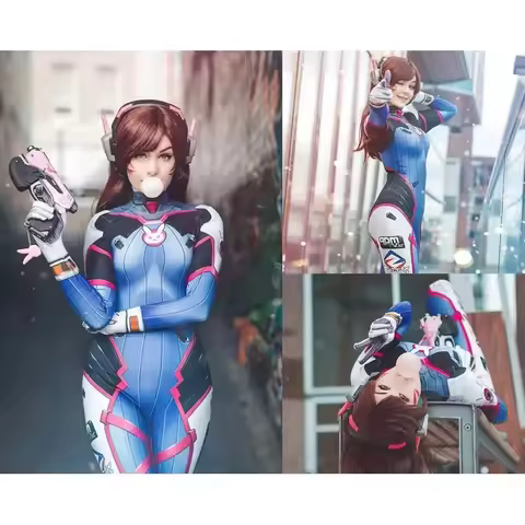Female dva Cosplay Costumes Superhero dva Zentai Suit Halloween Bodysuit Adults