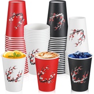 Qinyoung 60 Keping Hiasan Parti Hibachi 12oz Cawan Kertas Bunga Sakura Cawan Pakai Buang Jepun Cina 