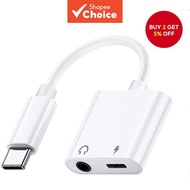 2-in-1 Type-C to 3.5mm Audio Charging Splitter Adapter for Samsung S22 S21
