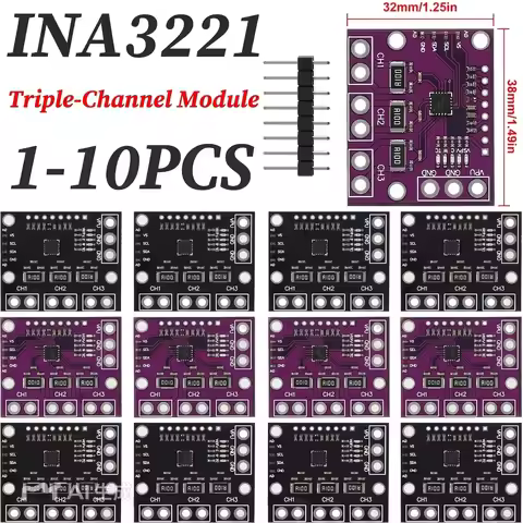 INA3221 Triple-Channel Shunt Current Voltage Monitor Sensor Low/High Side I2C Output Power Monitorin