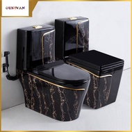 Nordic Ceramic Sitting Toilet Luxury Black Gold Marble Toilet Tandas Duduk Mewah Mangkuk Tandas