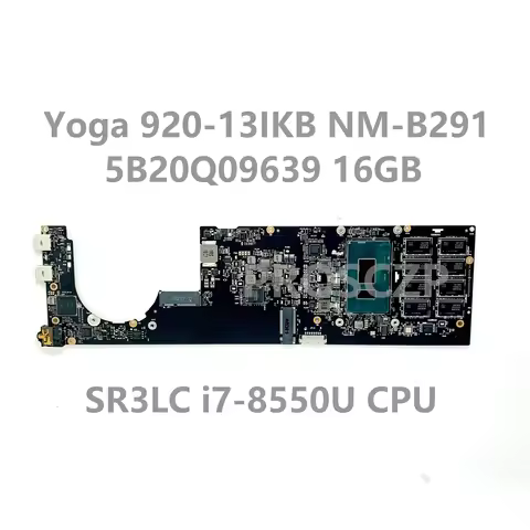Mainboard DYG60 NM-B291 For Lenovo Yoga 920-13IKB Laptop Motherboard FRU:5B20Q09639 With SR3LC i7-85