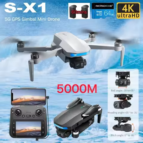 S-X1 GPS Mini Drone 8K Professional with Screen 3-axis Gimbal Drone 4K HD EIS Camera Aerial 5G Brush