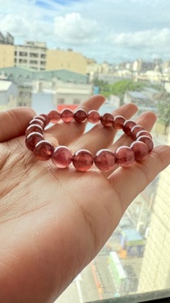 鴿血紅星光星光草莓晶手串