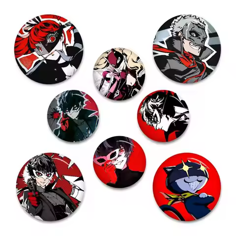 Game P-Persona 5 Soft Button Pin Round Metal Badge Lapel Pin Parts Gift Friends Kid Jewelry