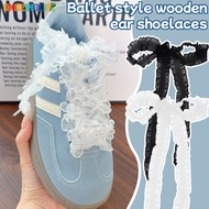 Ins Ballet Frilled Lace Shoe Laces - Sweet Hollow Ribbon Shoelaces Decor - Elegant Black White Patte