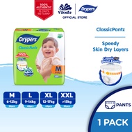 Drypers ClassicPantz Baby Diapers M58/ L48/ XL44/ XXL36 (1 Pack)