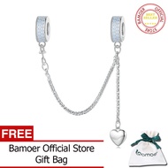 BAMOER 925 Sterling Silver Heart-shaped Tassel Safety Chain For Women Bracelet Making Fashion Jewelr